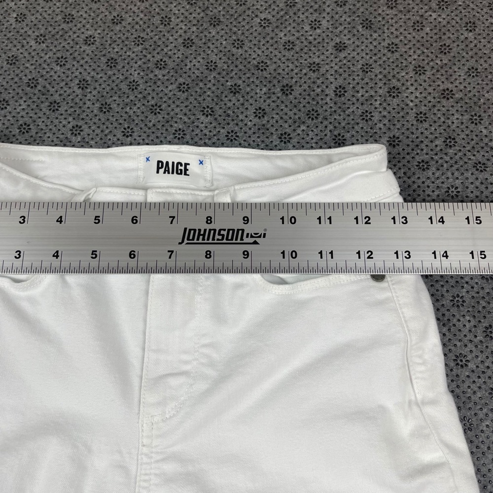 PAIGE High-Rise White Straight-Leg Jeans with Frayed Hem - Picture 5 of 11